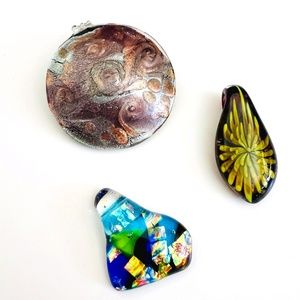 VTG 3PC Artisan Glass Pendants